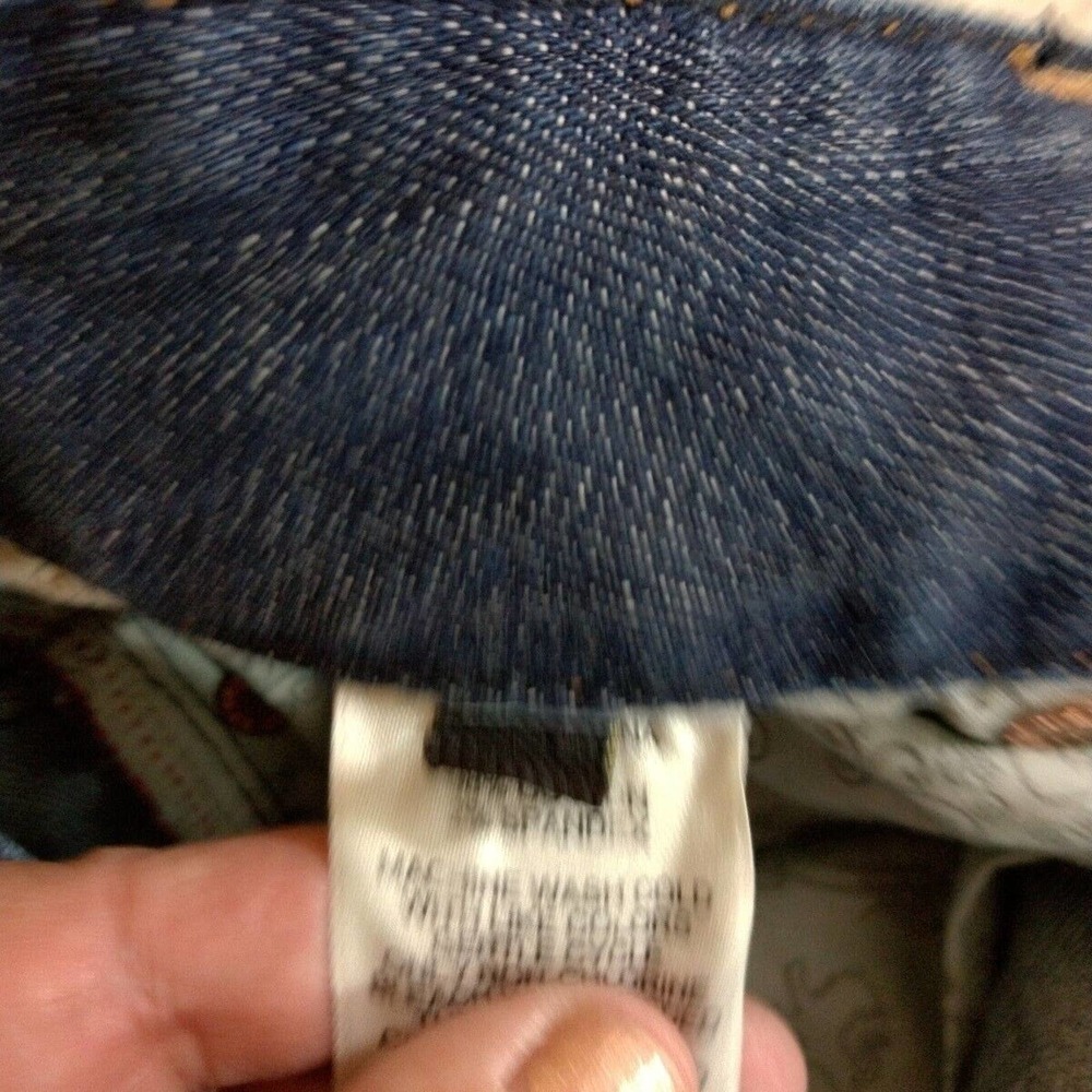 VTG Express Jeans Sz 0 Blue Denim Distressed Straight Leg Jeans Womens Mid RIse - Picture 8 of 9